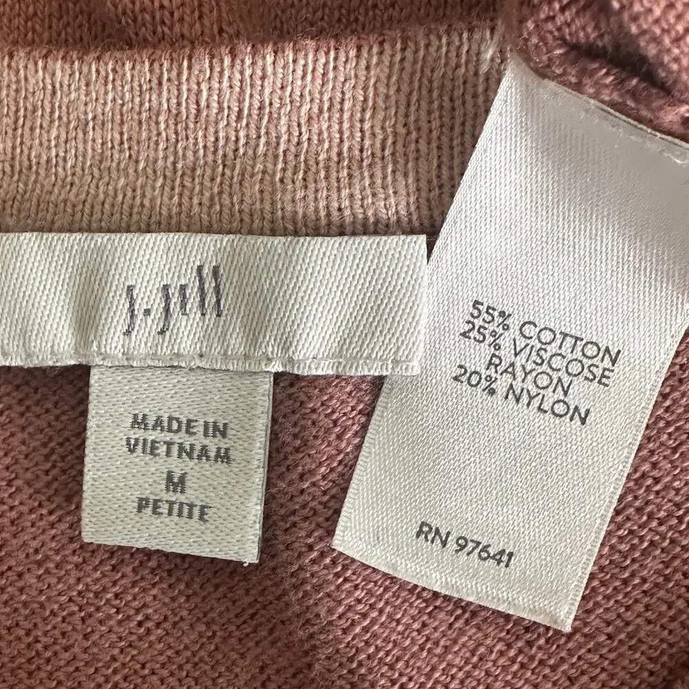 J Jill Cotton Blend Sweater Medium Petite Blush Pink Oversized EUC Soft Girl